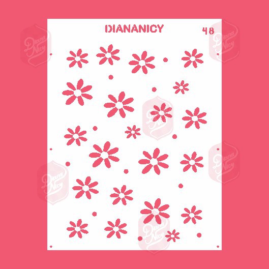 Estêncil Diananicy Nº 48 - Stencil Flores delicadas