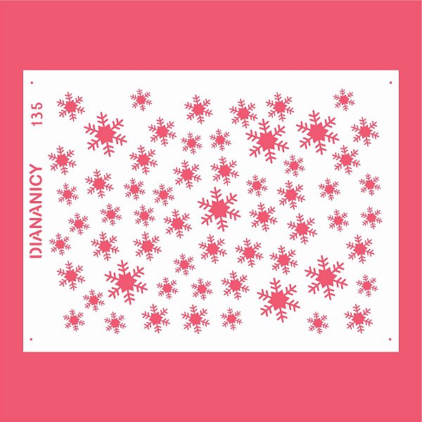Estêncil Diananicy Nº 135 - Stencil Flocos de neve