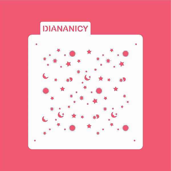 Estêncil Diananicy Nº 82- Stencil Estrela Lua