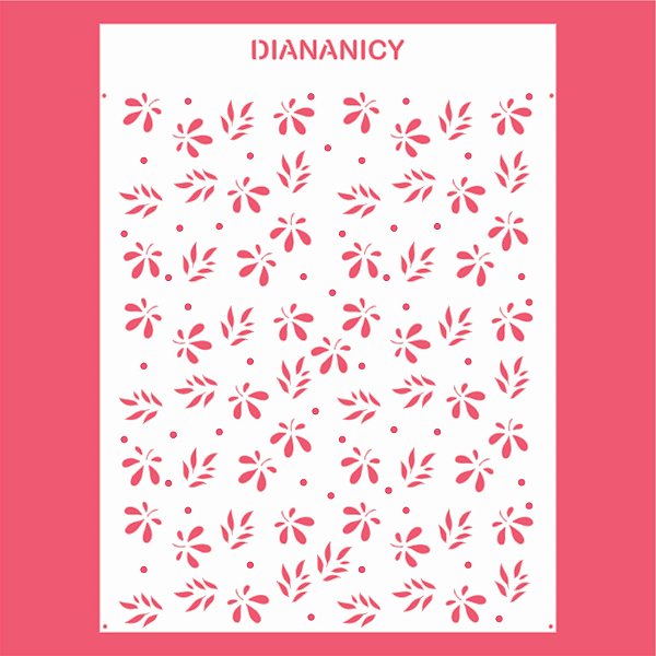 Estêncil Diananicy Nº 145 - Stencil Folhagens