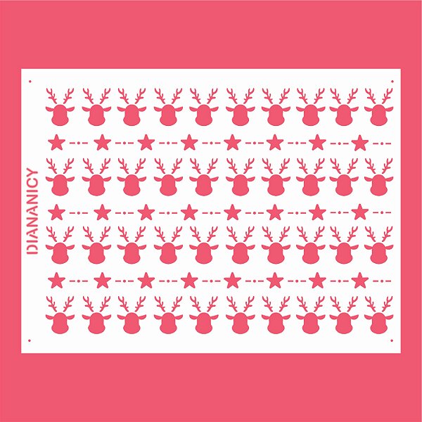 Estêncil Diananicy Nº 158 - Stencil Natalino Diversos Renas