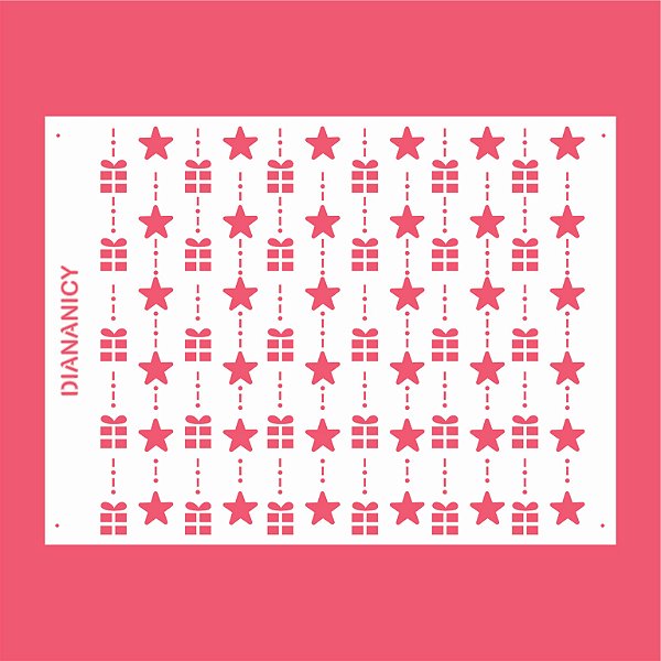 Estêncil Diananicy Nº 160- Stencil Natalino Diversos Presente e Estrela