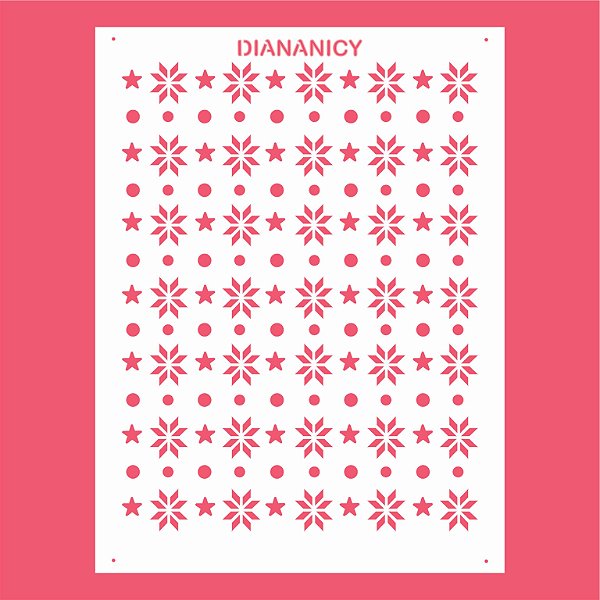 Estêncil Diananicy Nº 162 - Stencil Textura Estrela Natalina