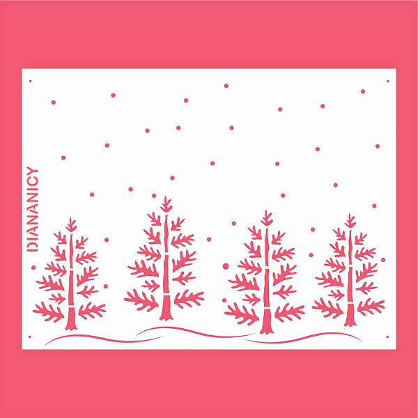Estêncil Diananicy Nº 164 - Stencil Árvores Natal