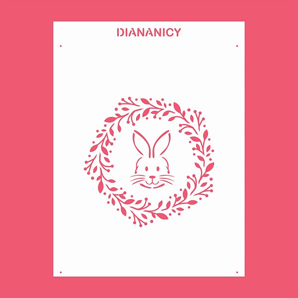 Estêncil Diananicy Nº 192 - Stencil Coelho e ramos