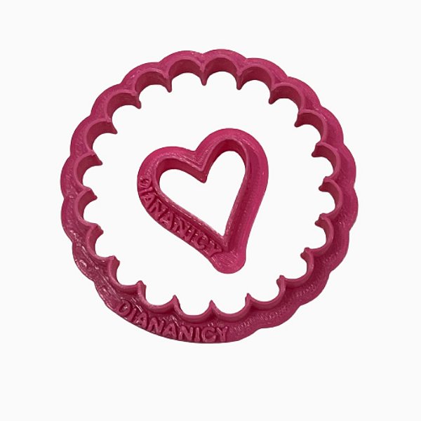 Cortador Linzer Cookie Redondo Babado Coração