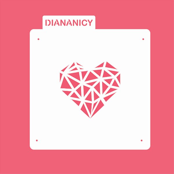 Estêncil Diananicy Nº227 CORAÇÃO LAPIDADO , stencil para confeitaria, reutilizável, lavável, atóxico - Bolos e Doces