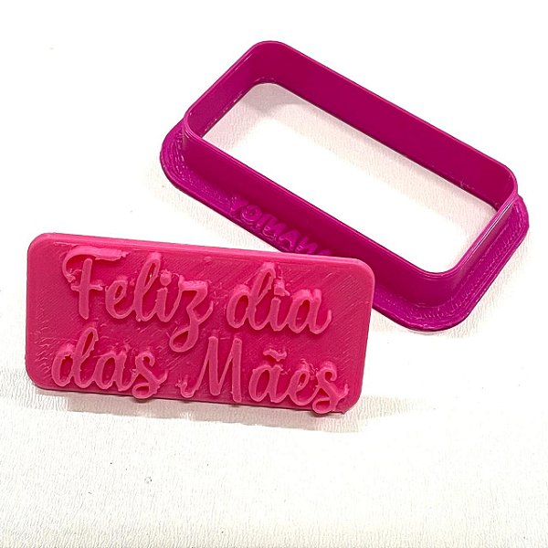 Cortador e Marcador Retangular Feliz Dia das Mães 6x3cm