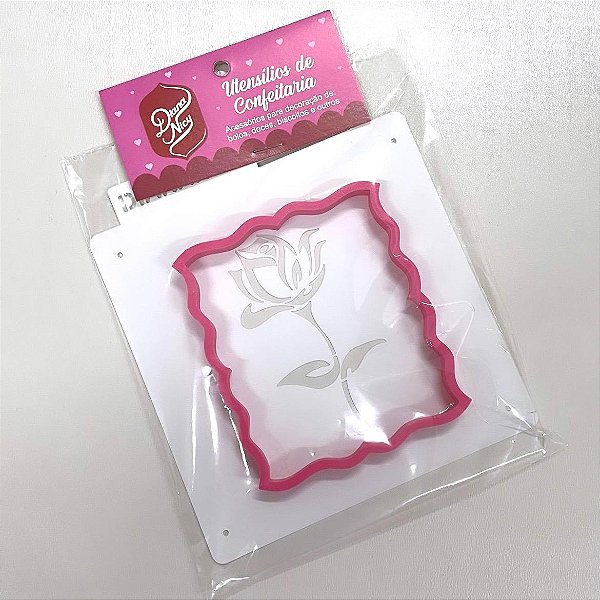 Estêncil Diananicy Nº 299 - Cortador e Stencil Moldura Rosa
