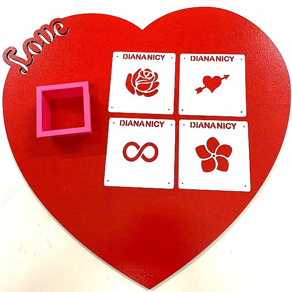 Kit Mini Estêncil com Cortador - rosa, coração, infinito, flor