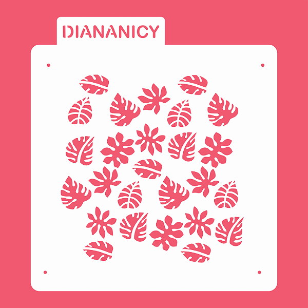 Estêncil Diananicy Nº 88 - Stencil Folhas