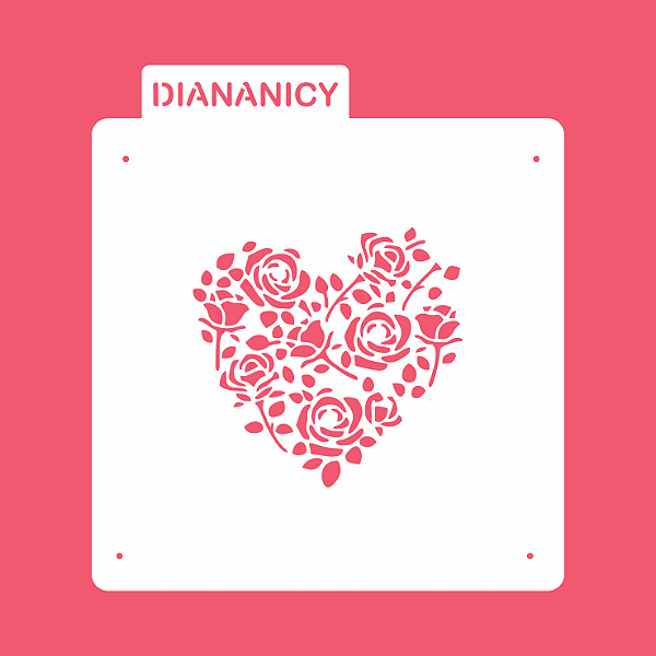 Estêncil Diananicy Nº 169 - Stencil Coração Florido