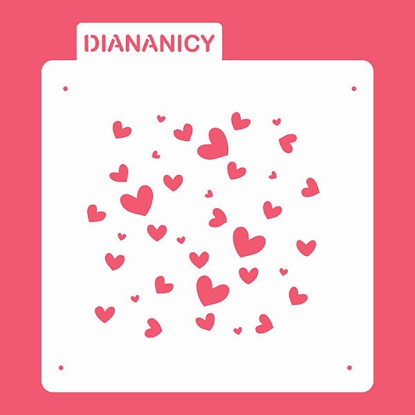 Estêncil Diananicy Nº 224 - Stencil Coraçãozinhos