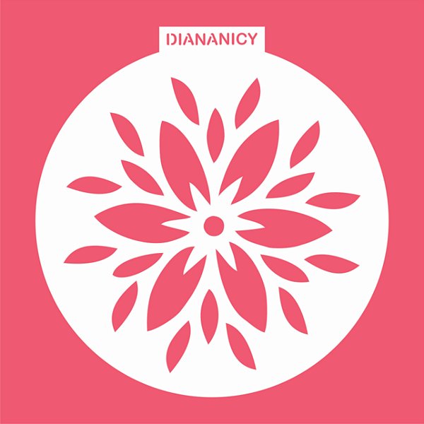 Estêncil Diananicy Nº 291 - Stencil Flor Grande Redondo
