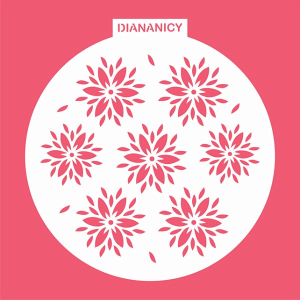 Estêncil Diananicy Nº 293 - Stencil Flores Redondo