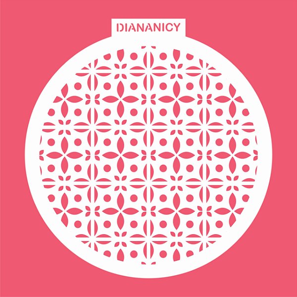 Estêncil Diananicy Nº 295 - Stencil Textura Mosaico Redondo