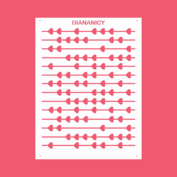 Estêncil Diananicy Nº 245 - Stencil Varal de Corações