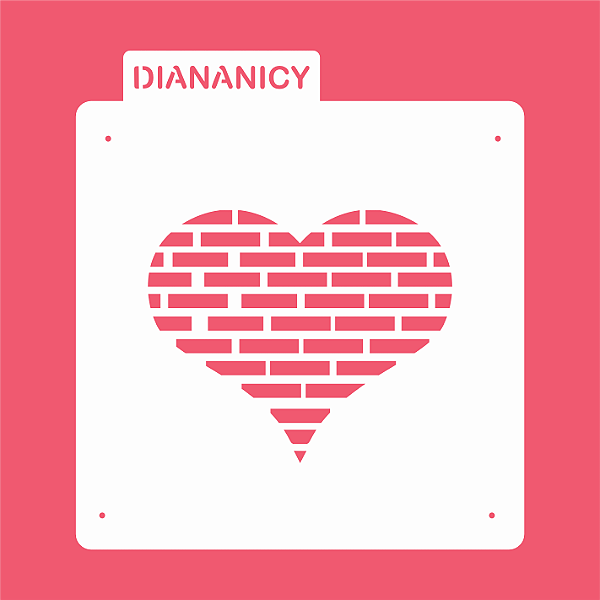 Estêncil Diananicy Nº 219 - Stencil Coração Tijolo