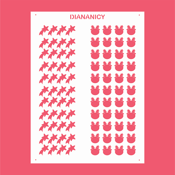 Estêncil Diananicy Nº 317 - Stencil Estrela Cadente e Rena SPRINKLES