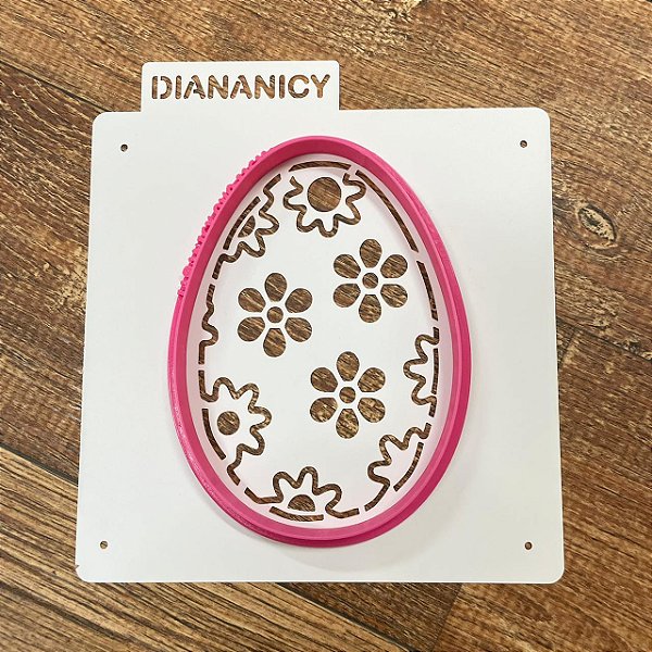 Estêncil Diananicy Nº 354 - Stencil Ovo Florido