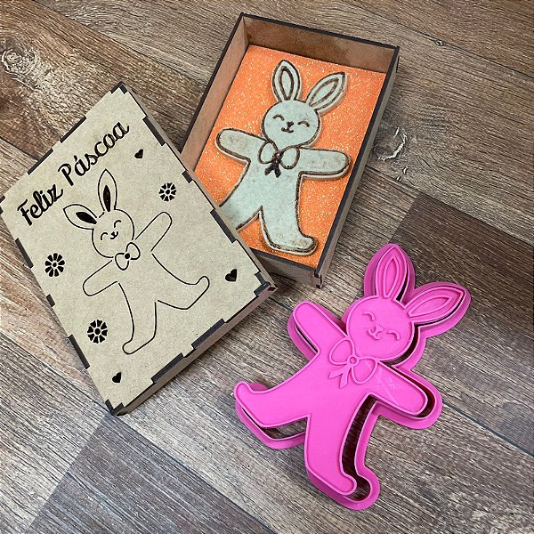 Kit Coelho que Abraça + 3 Caixas em MDF