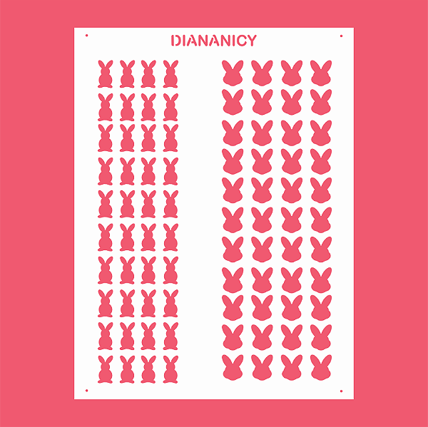 Estêncil Diananicy Nº 348 - Stencil COELHOS SPRINKLES