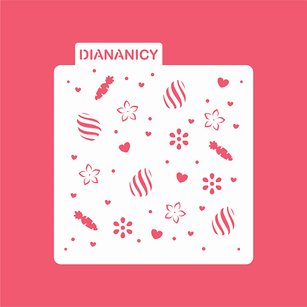 Estêncil Diananicy Nº 340  - Stencil Textura Páscoa 2