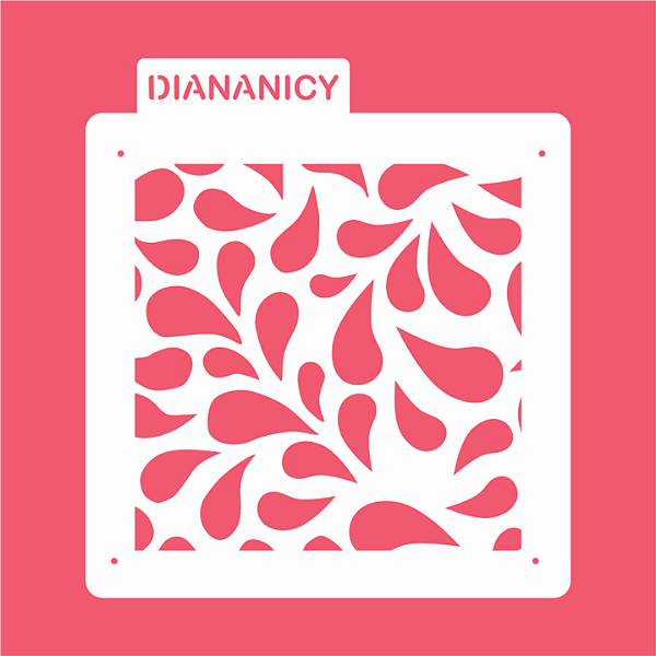 Estêncil Diananicy Nº 371  - Stencil Textura Folhas