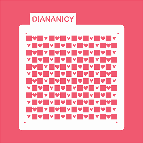 Estêncil Diananicy Nº 363  - Stencil Quadriculado Corações