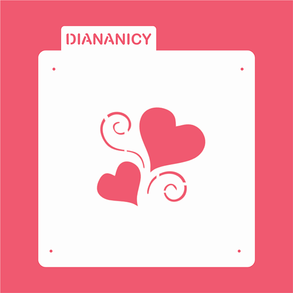 Estêncil Diananicy Nº 362  - Stencil Duplo Coração