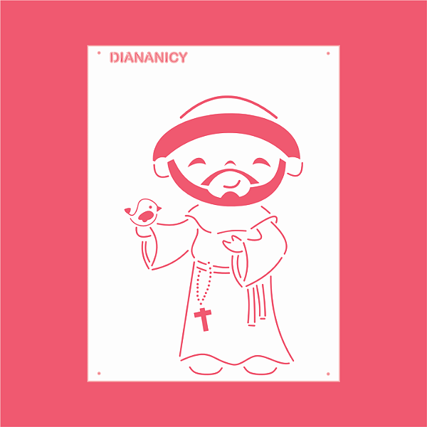 Estêncil Diananicy Nº 335  - Stencil São Francisco de Assis