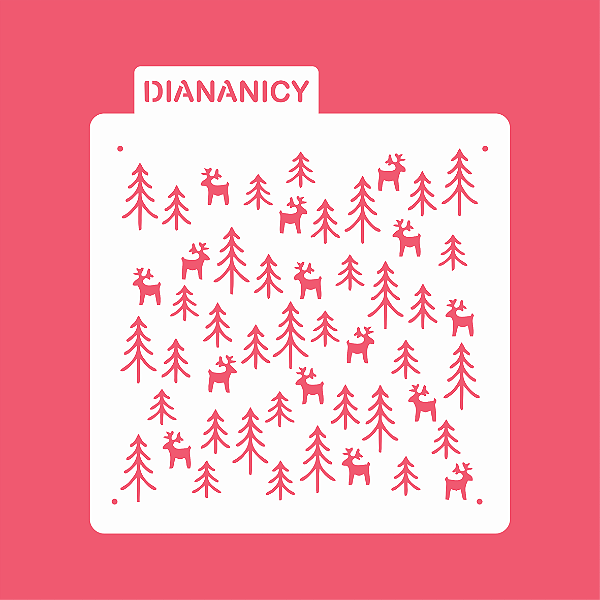 Estêncil Diananicy Nº 401 - Stencil Textura Floresta Natalina