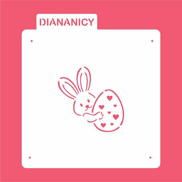 Estêncil Diananicy Nº 184 - Stencil Coelho com Ovo