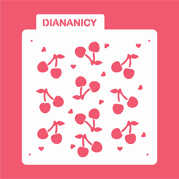 Estêncil Diananicy Nº 384 - Stencil Cerejas Cerejinhas