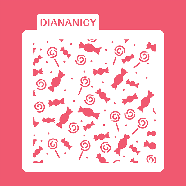Estêncil Diananicy Nº 419 - Stencil Doce Pirulito