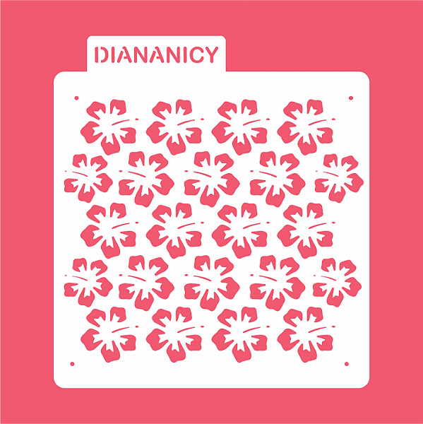 Estêncil Diananicy Nº 434 - Stencil Flor de Hibisco