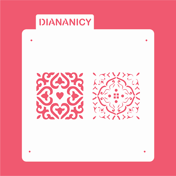 Estêncil Diananicy Nº 439 - Stencil Duplo Azulejo Modelo1