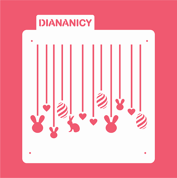 Estêncil Diananicy Nº 449 - Stencil Varal Páscoa