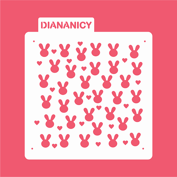 Estêncil Diananicy Nº 450 - Stencil Coelhinhos