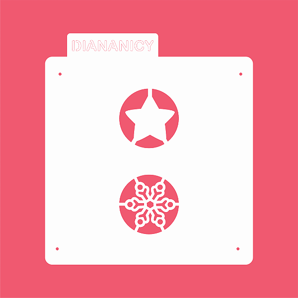 Estêncil Diananicy Nº 492 - Stencil Bolachas Natalinas Redondo