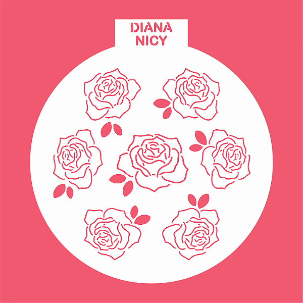 Estêncil Diananicy Nº 614 - Stencil Rosas Redondo Confeitaria Pasta Biscoito
