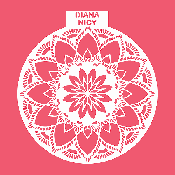 Estêncil Diananicy Nº 615 - Stencil Mandala Redondo Confeitaria Pasta Biscoito