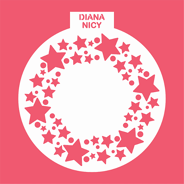 Estêncil Diananicy Nº 621 - Stencil Estrelas Redondo Confeitaria Pasta Biscoito