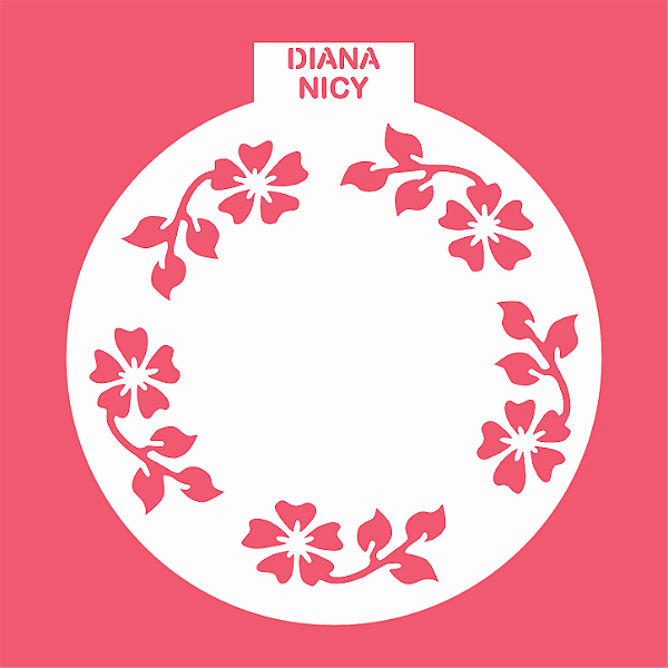 Estêncil Diananicy Nº 618 - Stencil Flores Redondo Confeitaria Pasta Biscoito