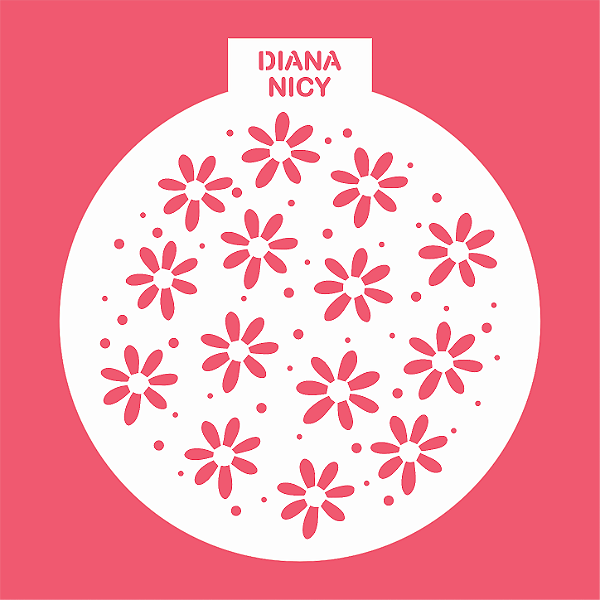 Estêncil Diananicy Nº 616 - Stencil Margaridas Redondo Confeitaria Pasta Biscoito