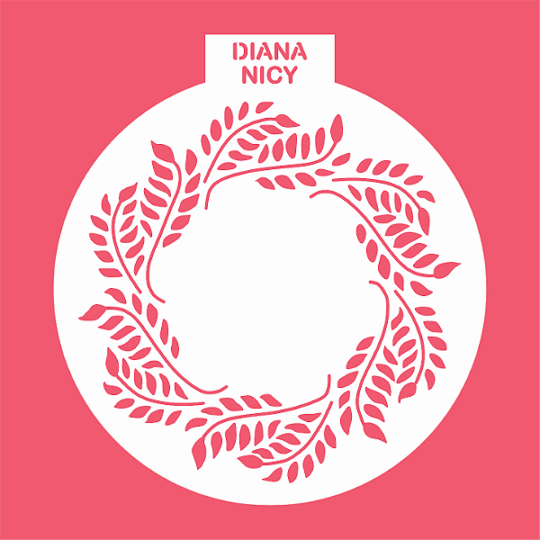 Estêncil Diananicy Nº 622 - Stencil Ramo Redondo Confeitaria Pasta Biscoito