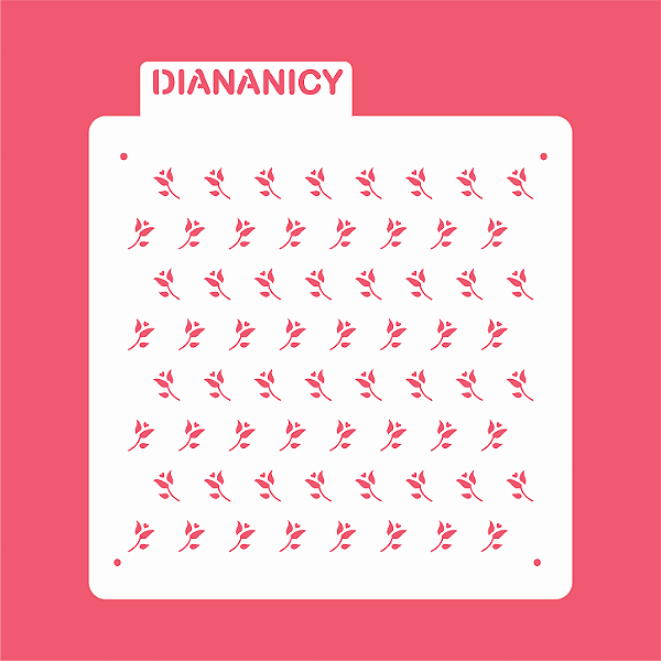 Estêncil Diananicy Nº 595 - Stencil Botões de Rosas Confeitaria Pasta Biscoito