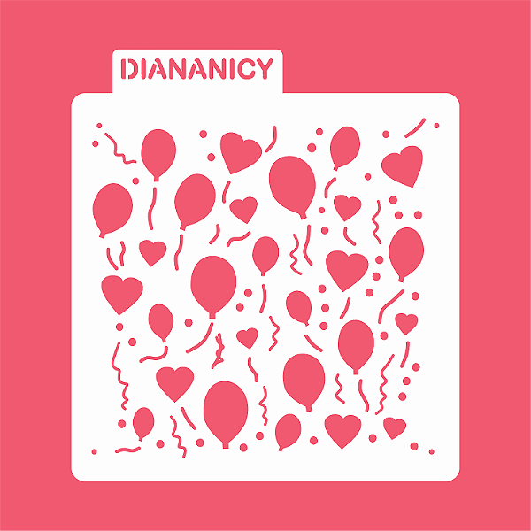Estêncil Diananicy Nº 590 - Stencil Balão Aniversário Confeitaria Pasta Biscoito