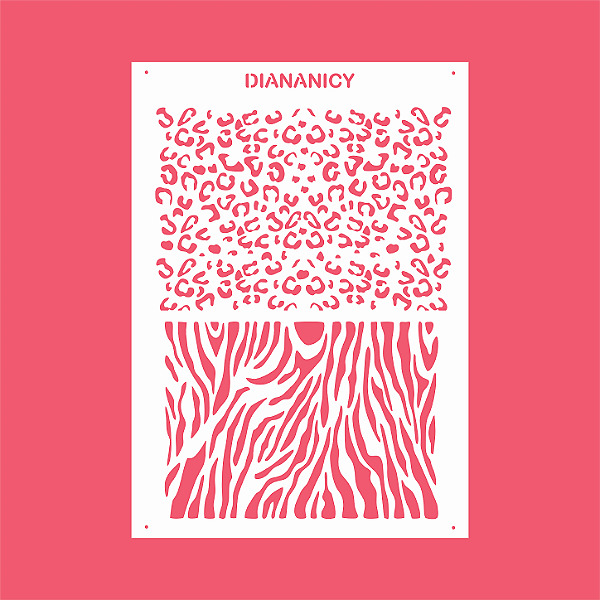 Estêncil Diananicy Nº 578 - Stencil Onça e Zebra Confeitaria Pasta Biscoito