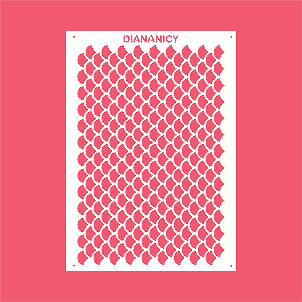 Estêncil Diananicy Nº 575 - Stencil Sereia Escamas Confeitaria Pasta Biscoito